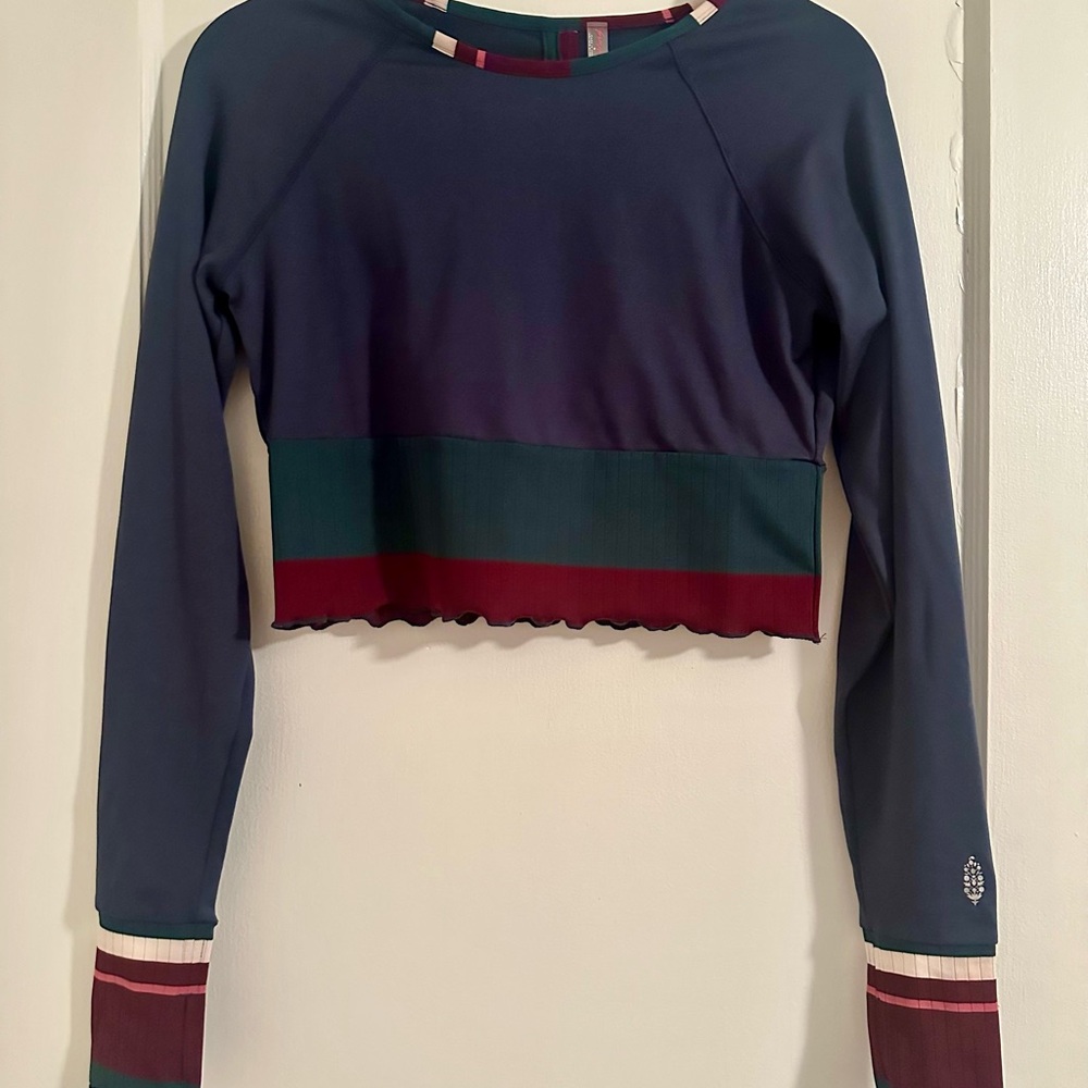 FP Movement Blue Green Crop Hoodie